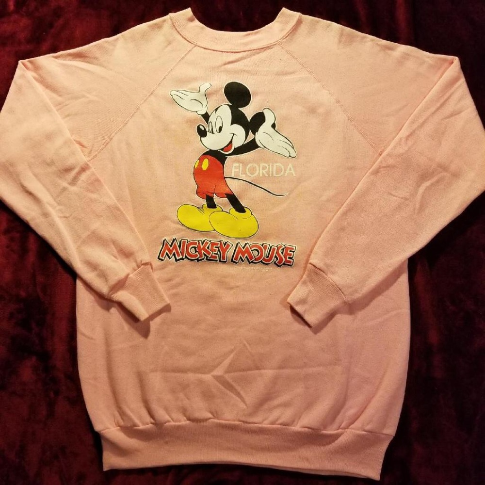 Vintage 80’s Mickey Mouse Florida Salmon Crewneck - Picture 1 of 4